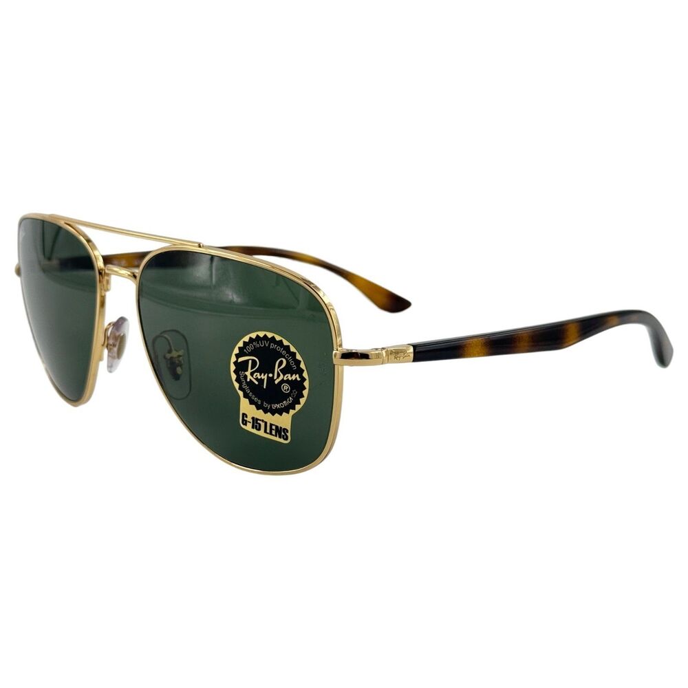 Ray Ban RB3683 Mens Metal Aviator Sunglass 001/31 Arista Gold w G15 56-15 Italy